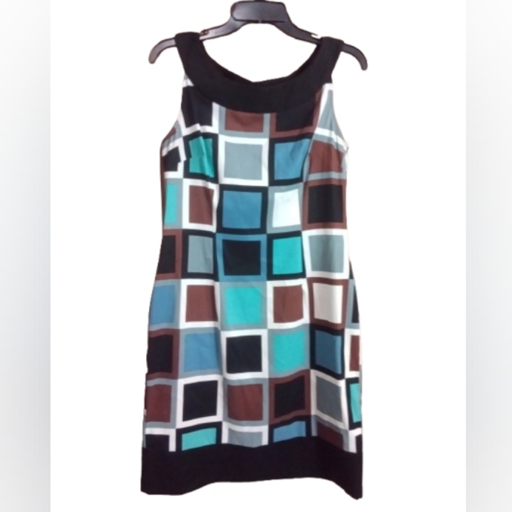 Connected Apparel Geometric Print Sleeveless Dress